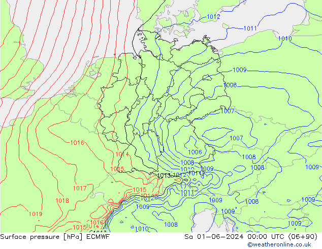 pressão do solo ECMWF Sáb 01.06.2024 00 UTC