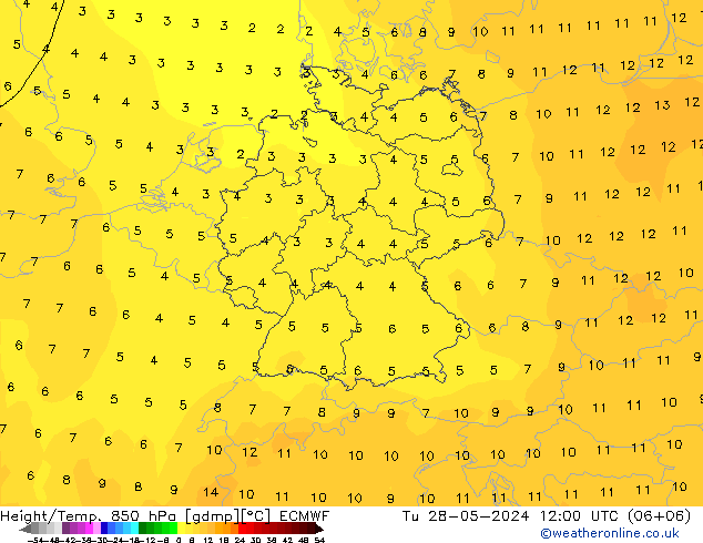 Z500/Rain (+SLP)/Z850 ECMWF mar 28.05.2024 12 UTC