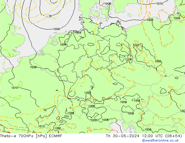 Theta-e 700hPa ECMWF  30.05.2024 12 UTC