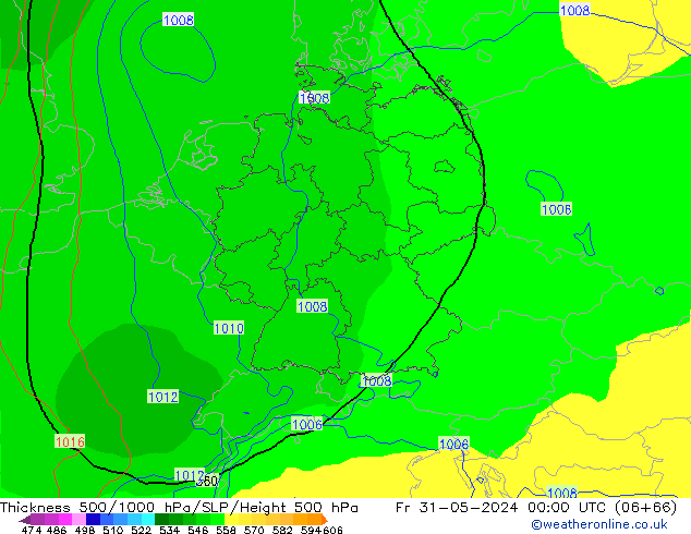 Thck 500-1000hPa ECMWF ven 31.05.2024 00 UTC