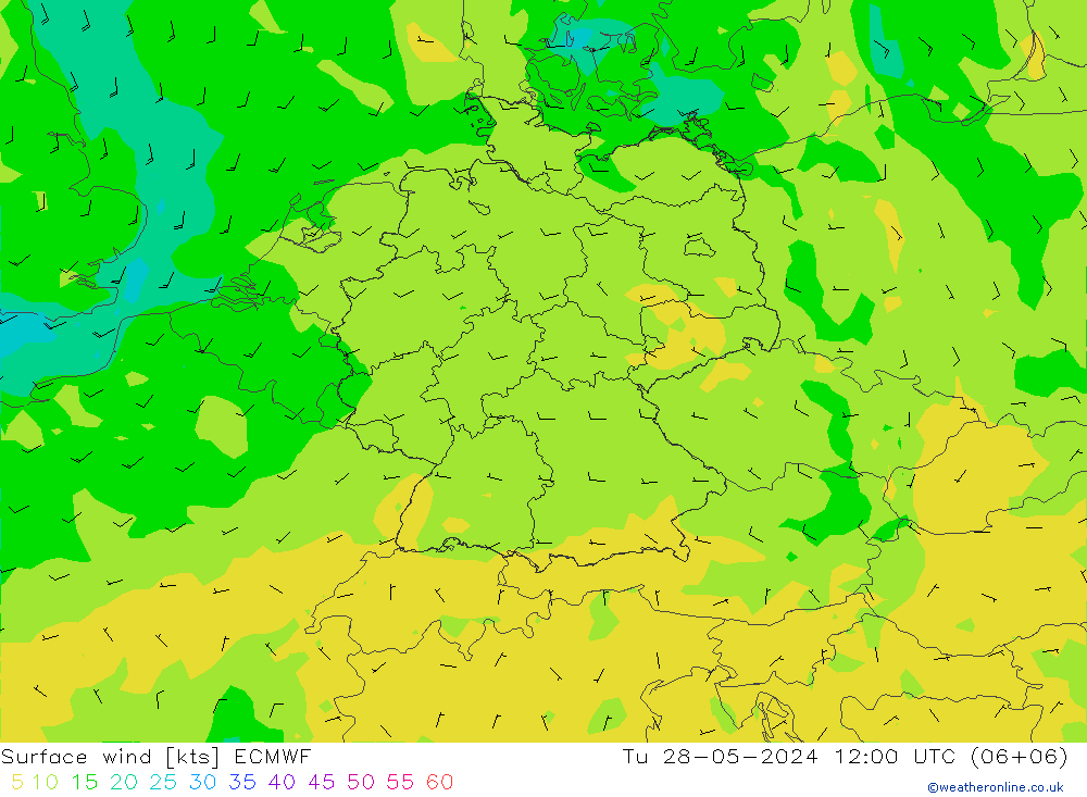 Viento 10 m ECMWF mar 28.05.2024 12 UTC