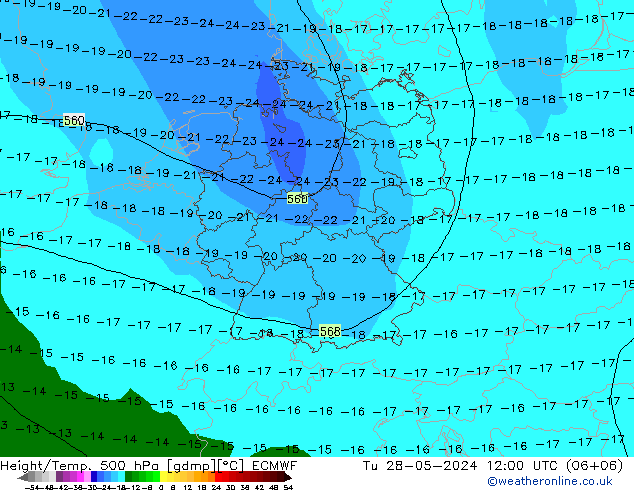 Z500/Rain (+SLP)/Z850 ECMWF mar 28.05.2024 12 UTC