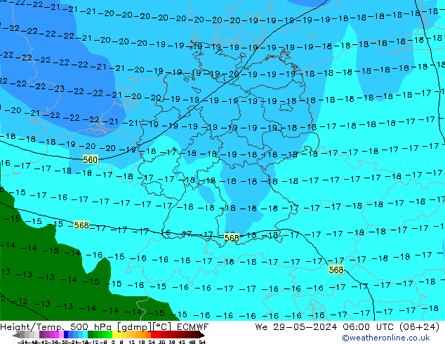 Z500/Rain (+SLP)/Z850 ECMWF mié 29.05.2024 06 UTC