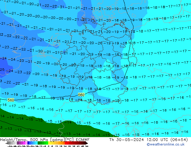 Z500/Rain (+SLP)/Z850 ECMWF Qui 30.05.2024 12 UTC