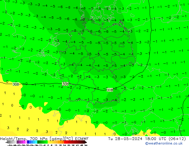 Height/Temp. 700 гПа ECMWF вт 28.05.2024 18 UTC