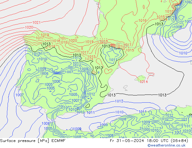 Atmosférický tlak ECMWF Pá 31.05.2024 18 UTC