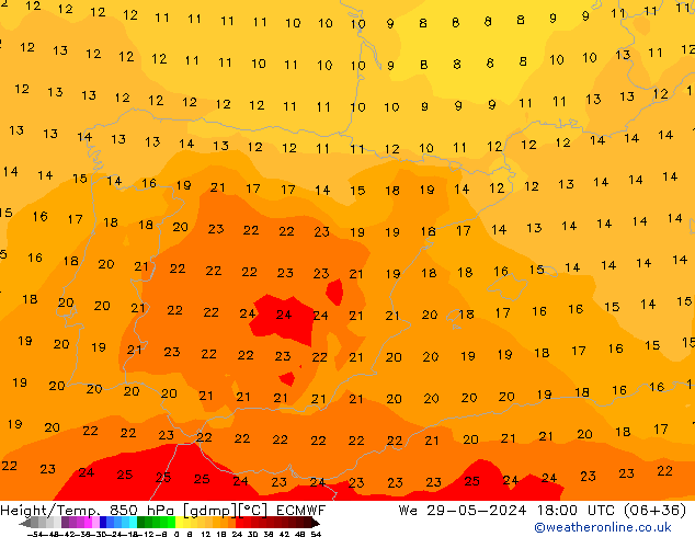 Z500/Rain (+SLP)/Z850 ECMWF Mi 29.05.2024 18 UTC