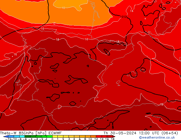 Theta-W 850hPa ECMWF Per 30.05.2024 12 UTC