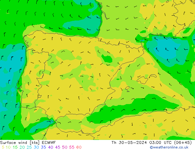 Surface wind ECMWF Th 30.05.2024 03 UTC