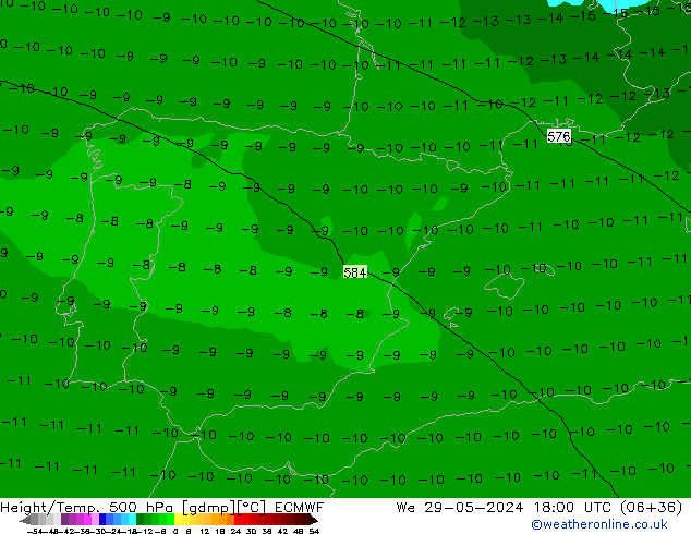 Z500/Rain (+SLP)/Z850 ECMWF Mi 29.05.2024 18 UTC