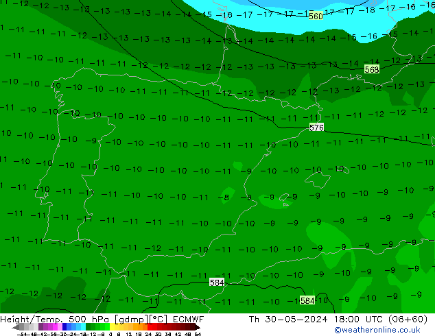 Z500/Rain (+SLP)/Z850 ECMWF Th 30.05.2024 18 UTC