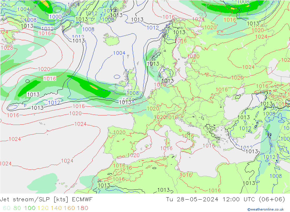 Corriente en chorro ECMWF mar 28.05.2024 12 UTC