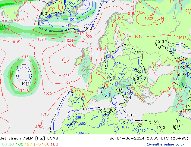 Corrente a getto ECMWF sab 01.06.2024 00 UTC