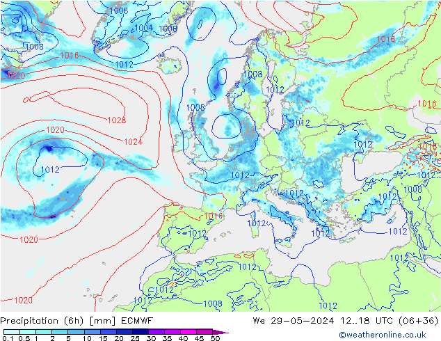 Z500/Regen(+SLP)/Z850 ECMWF wo 29.05.2024 18 UTC