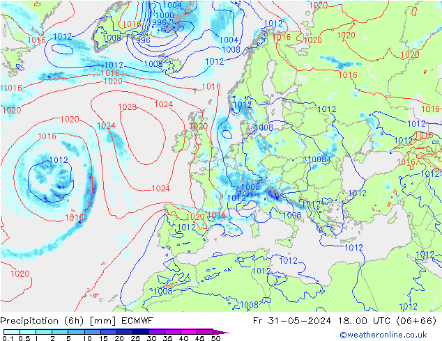 Z500/Rain (+SLP)/Z850 ECMWF Fr 31.05.2024 00 UTC