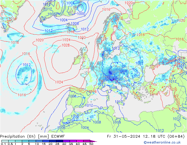 Z500/Rain (+SLP)/Z850 ECMWF Pá 31.05.2024 18 UTC