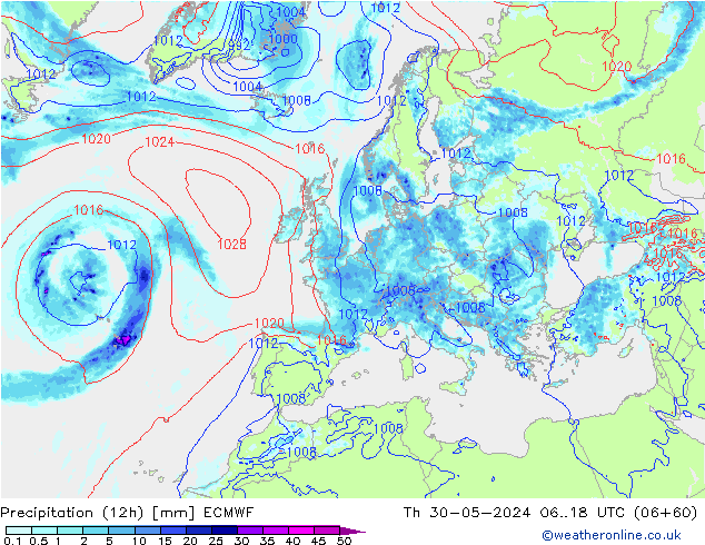 Nied. akkumuliert (12Std) ECMWF Do 30.05.2024 18 UTC