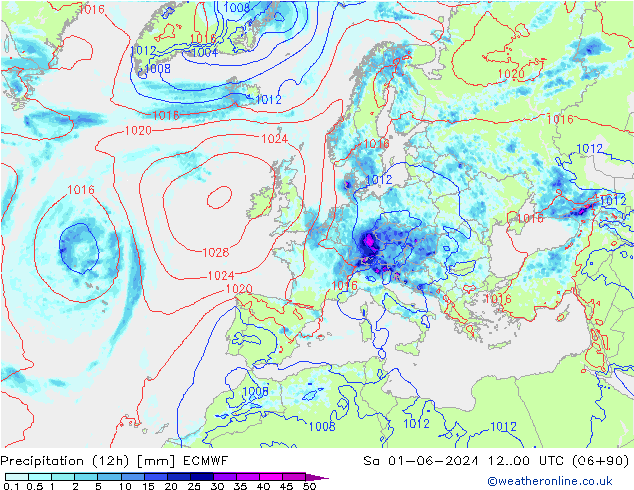 Nied. akkumuliert (12Std) ECMWF Sa 01.06.2024 00 UTC