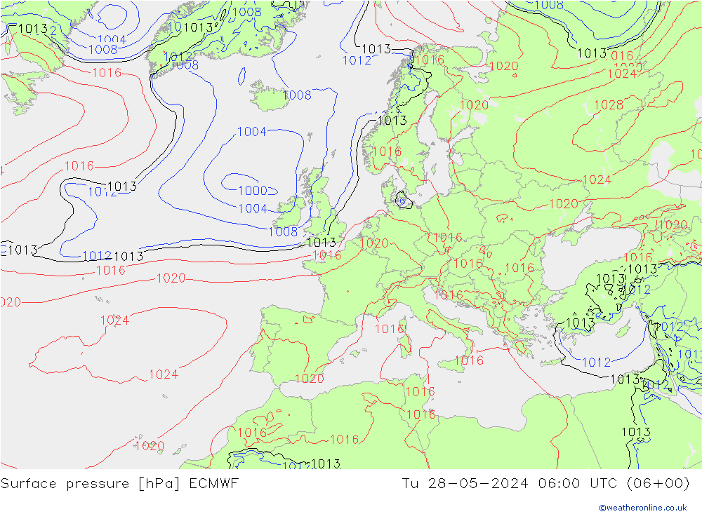 Yer basıncı ECMWF Sa 28.05.2024 06 UTC