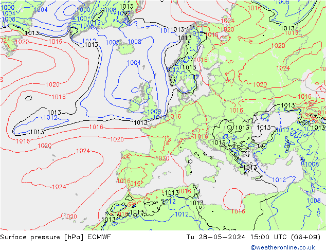 Surface pressure ECMWF Tu 28.05.2024 15 UTC