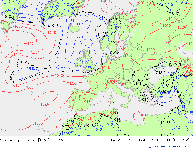 Bodendruck ECMWF Di 28.05.2024 18 UTC