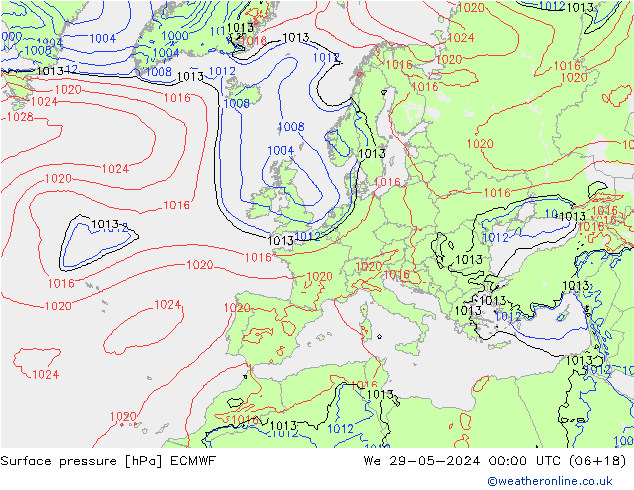 pression de l'air ECMWF mer 29.05.2024 00 UTC