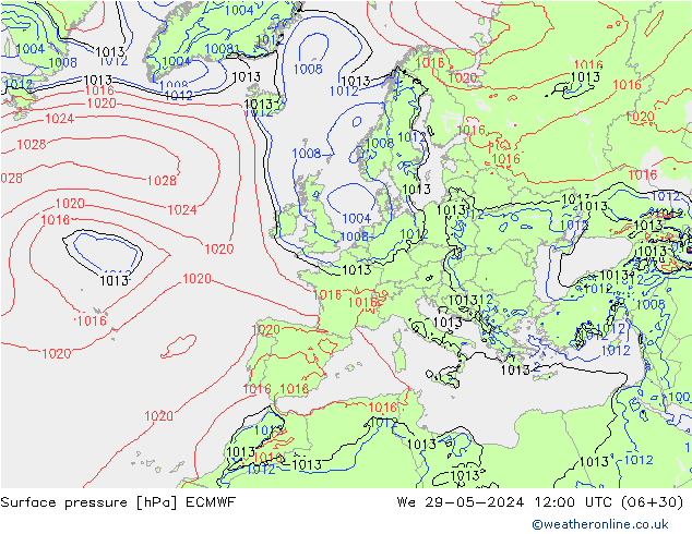 Bodendruck ECMWF Mi 29.05.2024 12 UTC