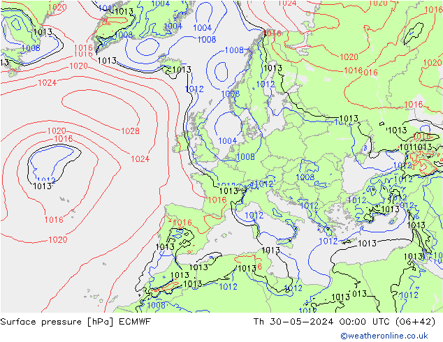 Surface pressure ECMWF Th 30.05.2024 00 UTC