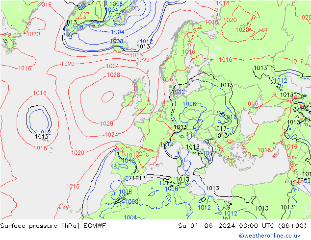 Luchtdruk (Grond) ECMWF za 01.06.2024 00 UTC