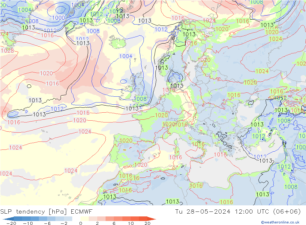 Tendenza di Pressione ECMWF mar 28.05.2024 12 UTC