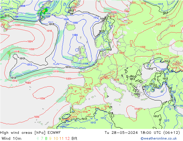 High wind areas ECMWF mar 28.05.2024 18 UTC