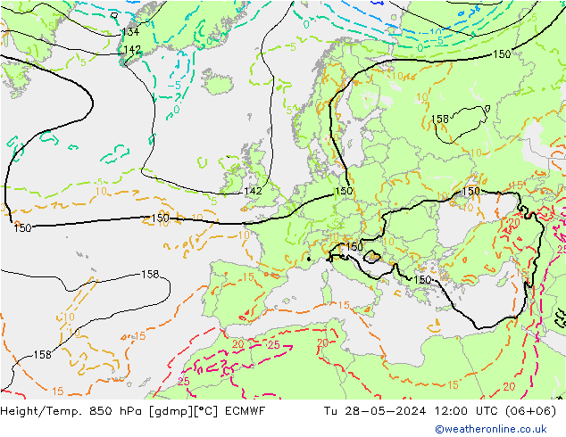 Z500/Rain (+SLP)/Z850 ECMWF 星期二 28.05.2024 12 UTC