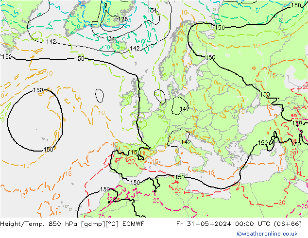 Yükseklik/Sıc. 850 hPa ECMWF Cu 31.05.2024 00 UTC