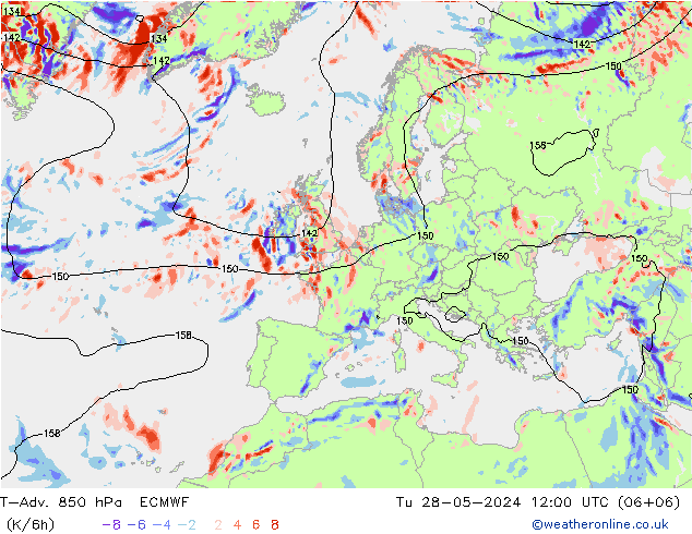 T-Adv. 850 hPa ECMWF  28.05.2024 12 UTC