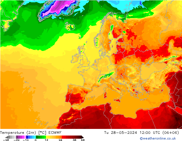 Sıcaklık Haritası (2m) ECMWF Sa 28.05.2024 12 UTC