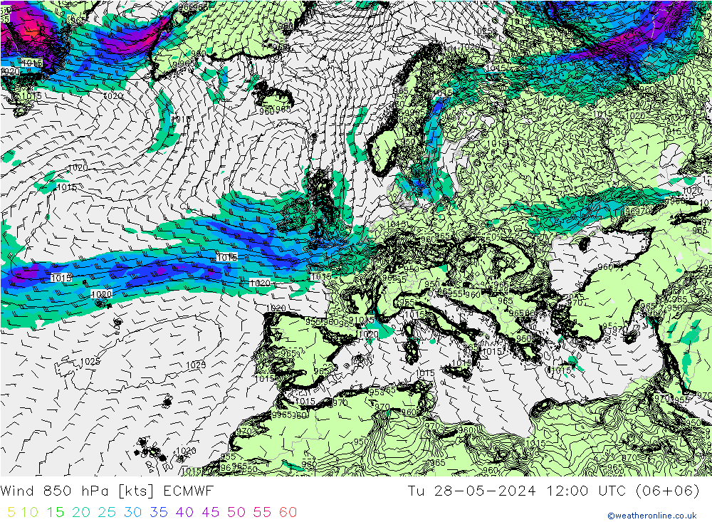Rüzgar 850 hPa ECMWF Sa 28.05.2024 12 UTC