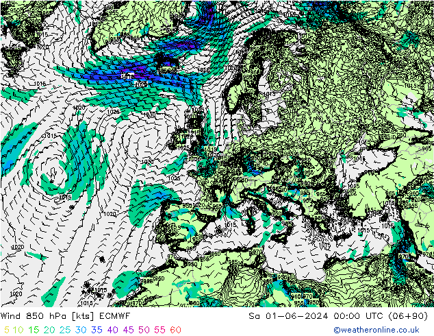 Wind 850 hPa ECMWF Sa 01.06.2024 00 UTC