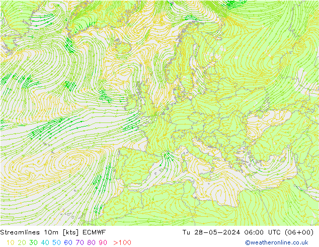 风 10m ECMWF 星期二 28.05.2024 06 UTC