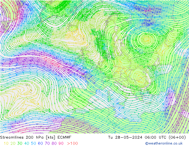 Rüzgar 200 hPa ECMWF Sa 28.05.2024 06 UTC