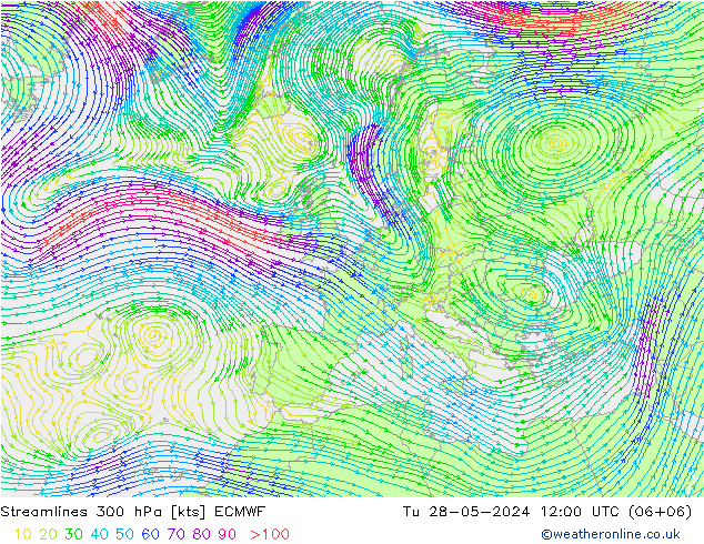 Rüzgar 300 hPa ECMWF Sa 28.05.2024 12 UTC