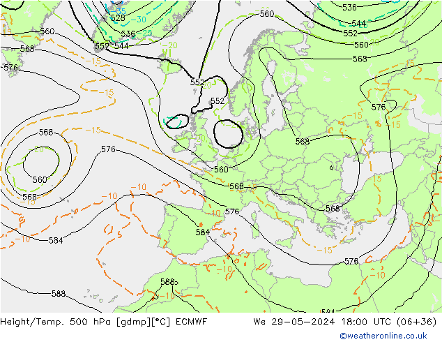 Yükseklik/Sıc. 500 hPa ECMWF Çar 29.05.2024 18 UTC