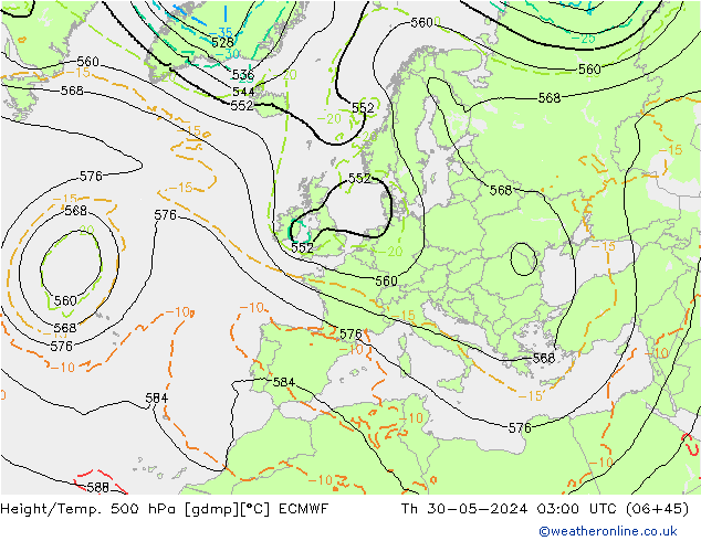 Height/Temp. 500 hPa ECMWF Th 30.05.2024 03 UTC