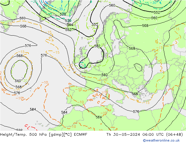 Yükseklik/Sıc. 500 hPa ECMWF Per 30.05.2024 06 UTC