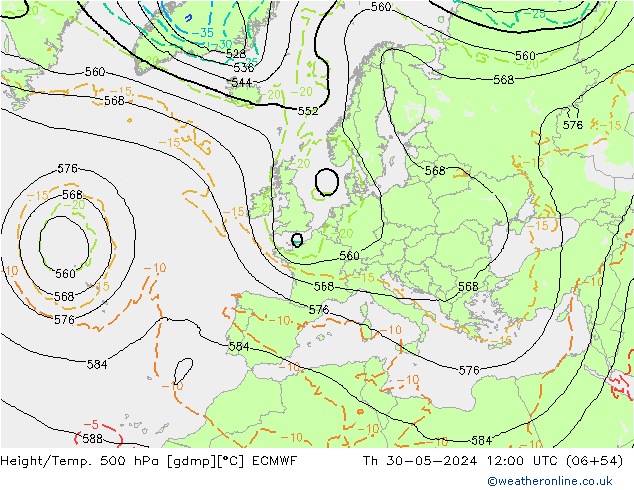 Géop./Temp. 500 hPa ECMWF jeu 30.05.2024 12 UTC