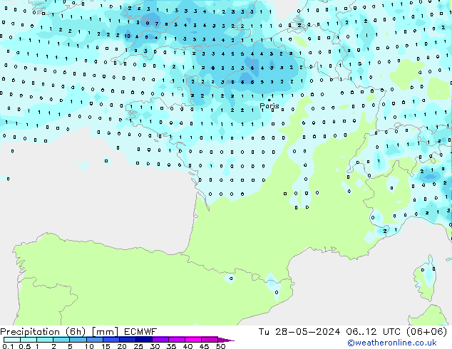 Z500/Rain (+SLP)/Z850 ECMWF Tu 28.05.2024 12 UTC