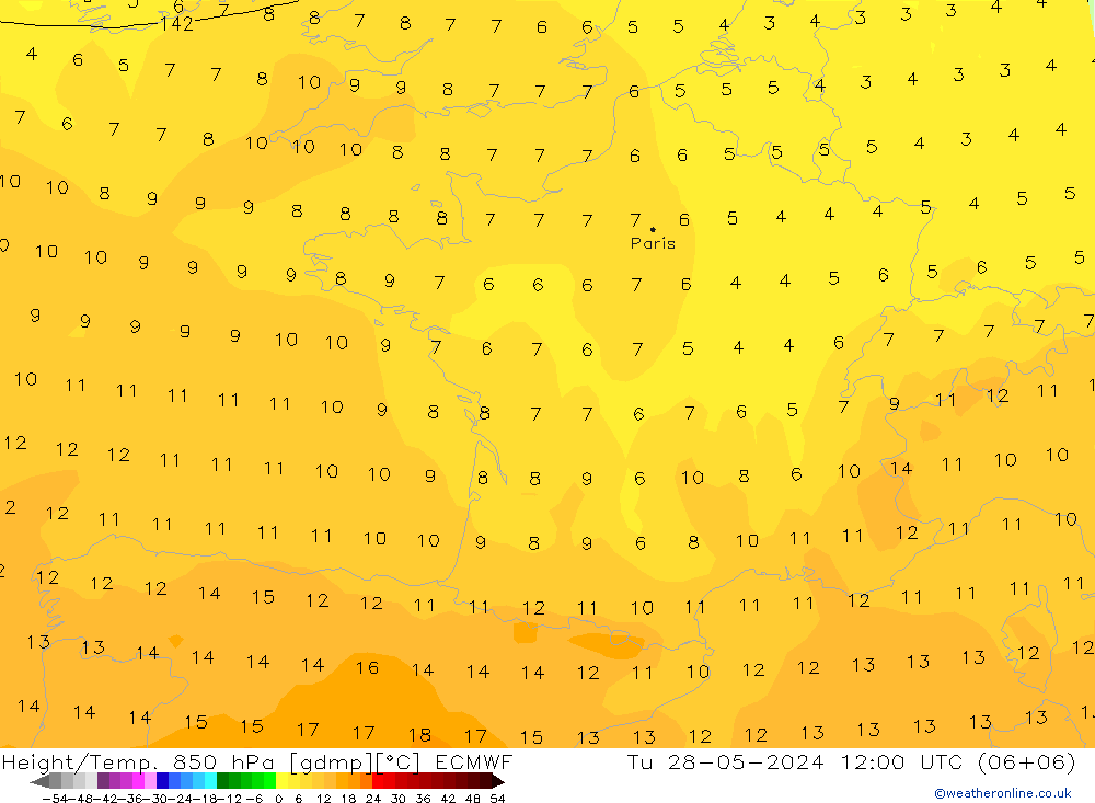 Z500/Rain (+SLP)/Z850 ECMWF mar 28.05.2024 12 UTC