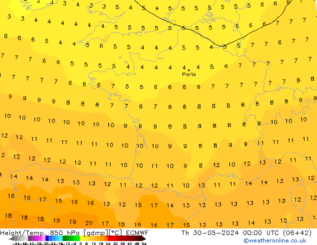 Z500/Rain (+SLP)/Z850 ECMWF чт 30.05.2024 00 UTC