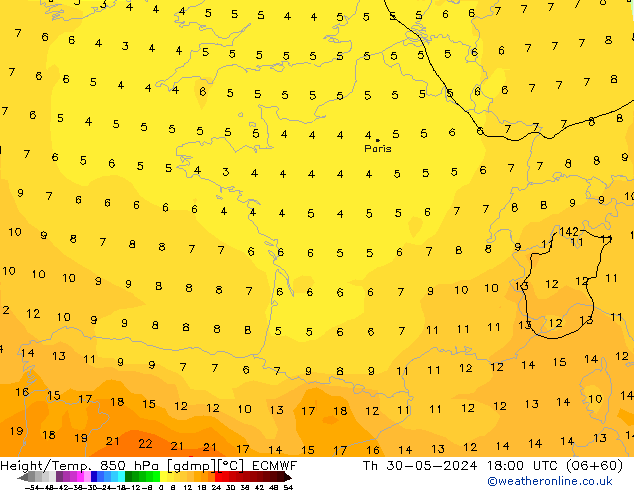 Z500/Yağmur (+YB)/Z850 ECMWF Per 30.05.2024 18 UTC