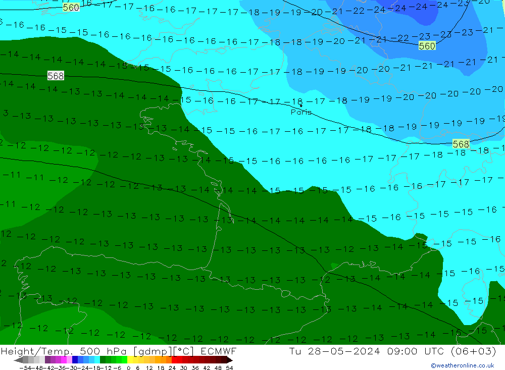 Height/Temp. 500 hPa ECMWF Ter 28.05.2024 09 UTC