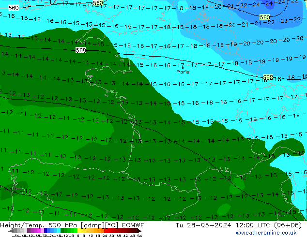 Z500/Rain (+SLP)/Z850 ECMWF Tu 28.05.2024 12 UTC